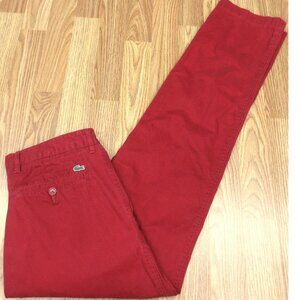 33x33 LACOSTE SLIM FIT PANT 100% COTTON PANTS RED Sz 33W x 33L